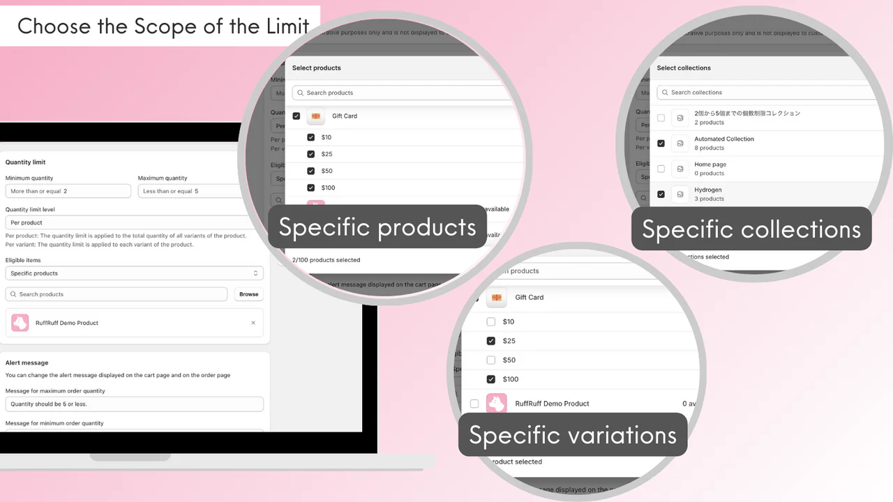 You can change the scope of order limits in three stages