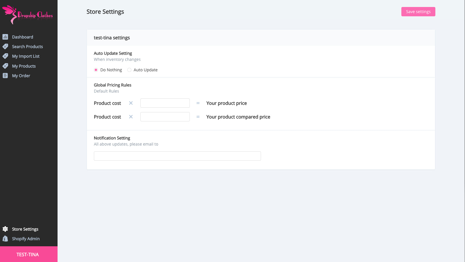 Price rule setting