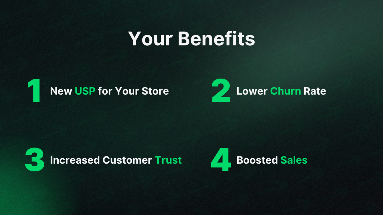 New USP, lower churn rate, increase customer trust & boost sales