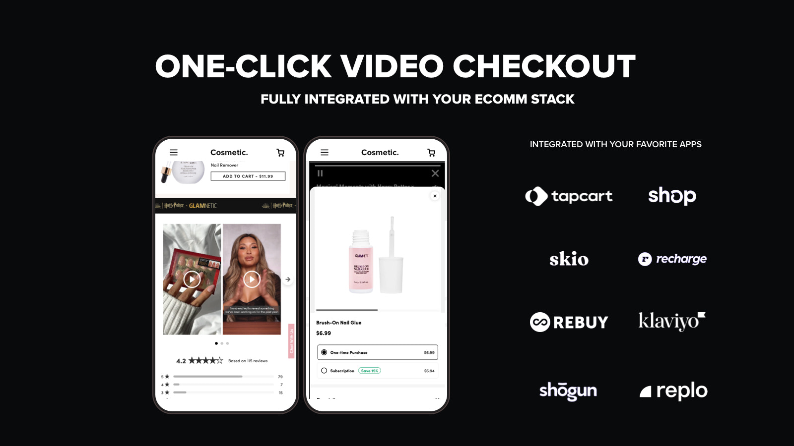 Intégrations : Skio, Recharge, Tapcart, Shop App, Skio, Recharge