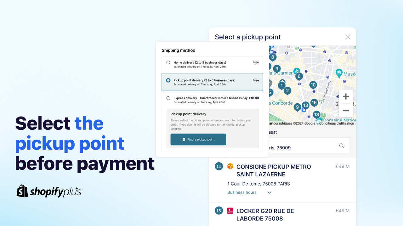 Select the pickup point before payment