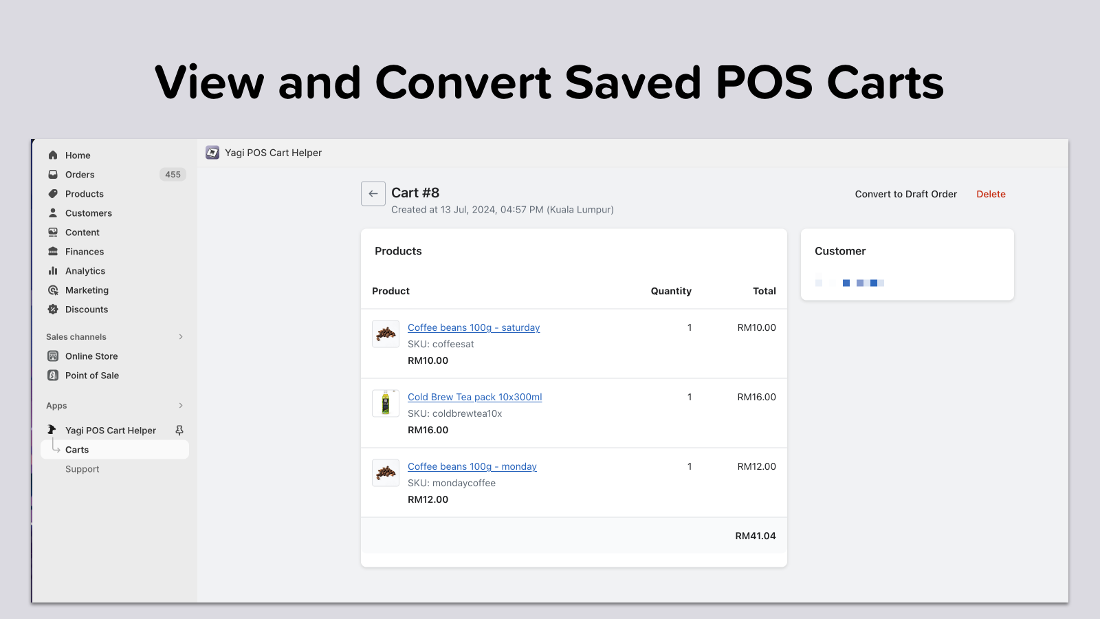 View and Convert Saved POS Carts