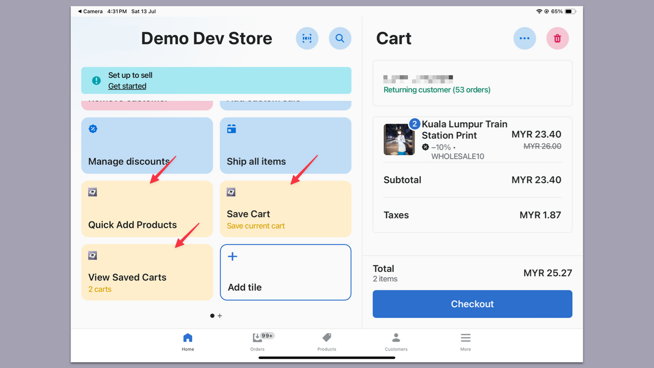 Easily save cart, retrieve cart and quick add products