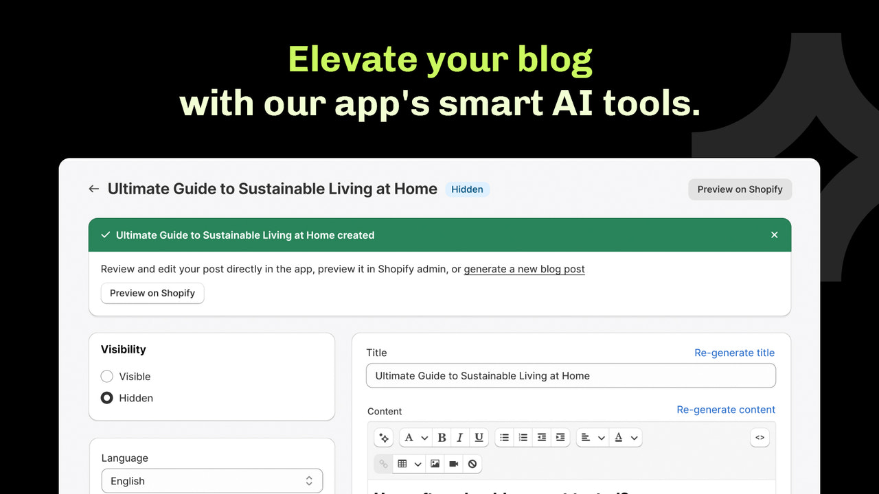 Smart Shopify AI-blogskribent