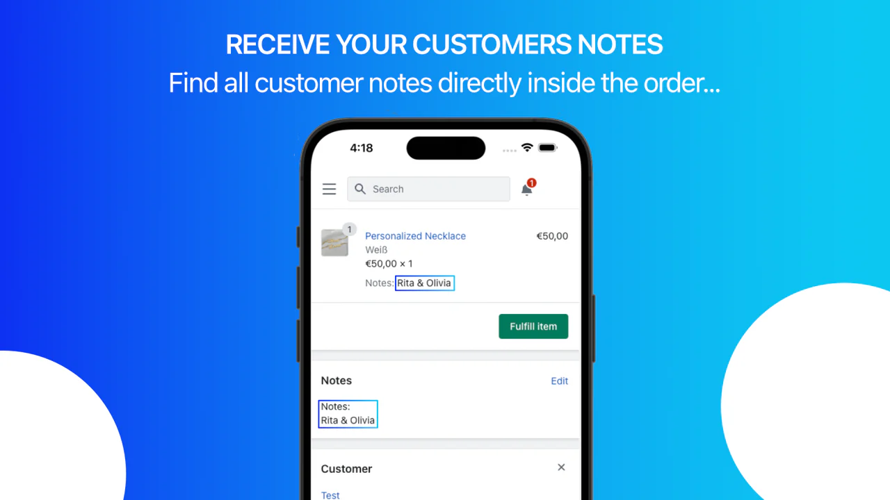 Customer notes