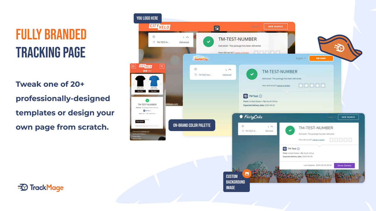 Your fully branded tracking page