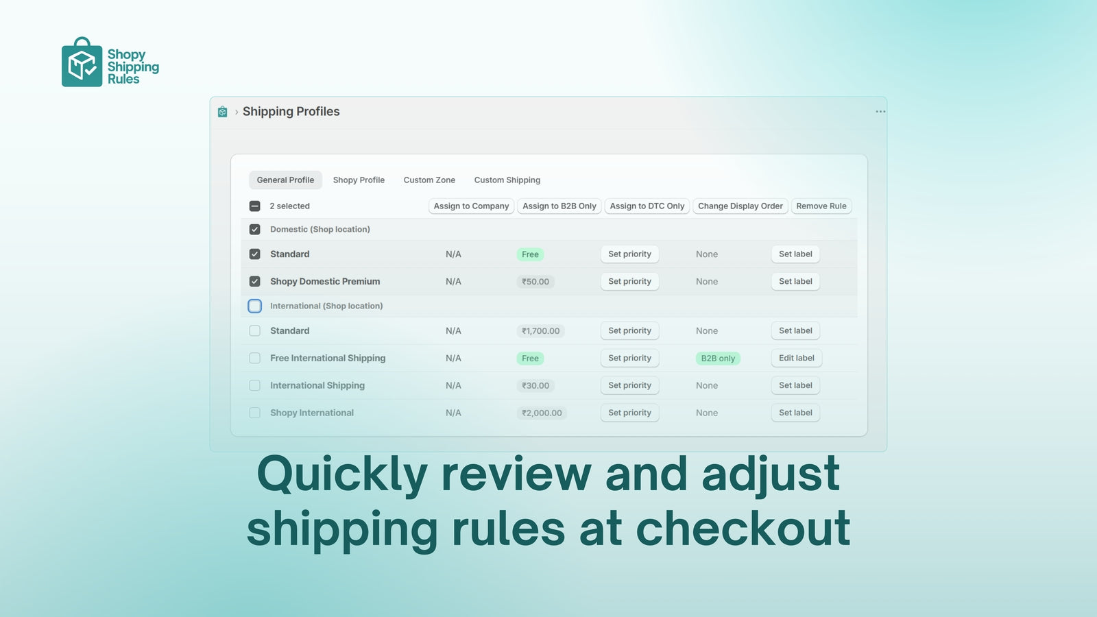 Shipping Rules at Checkout