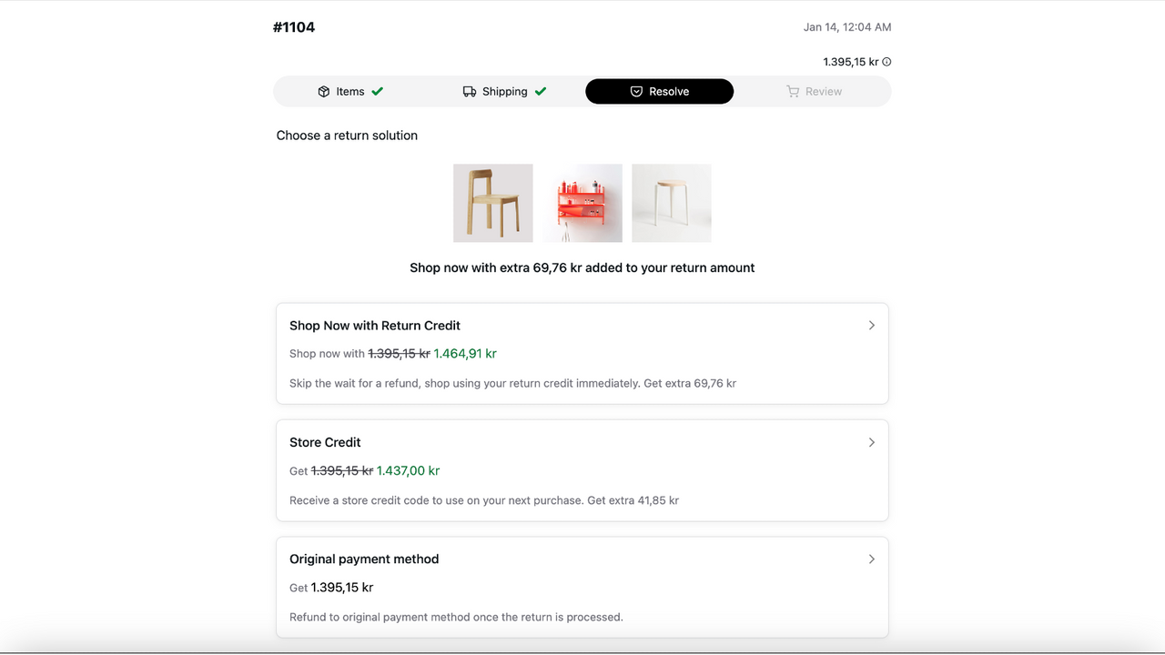 store credit, exchange