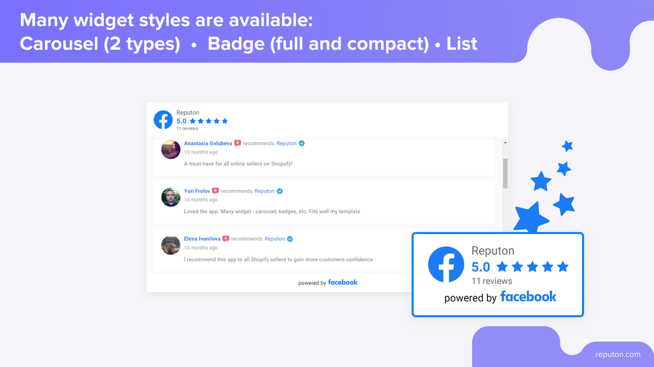 Shopify Facebook reviews list