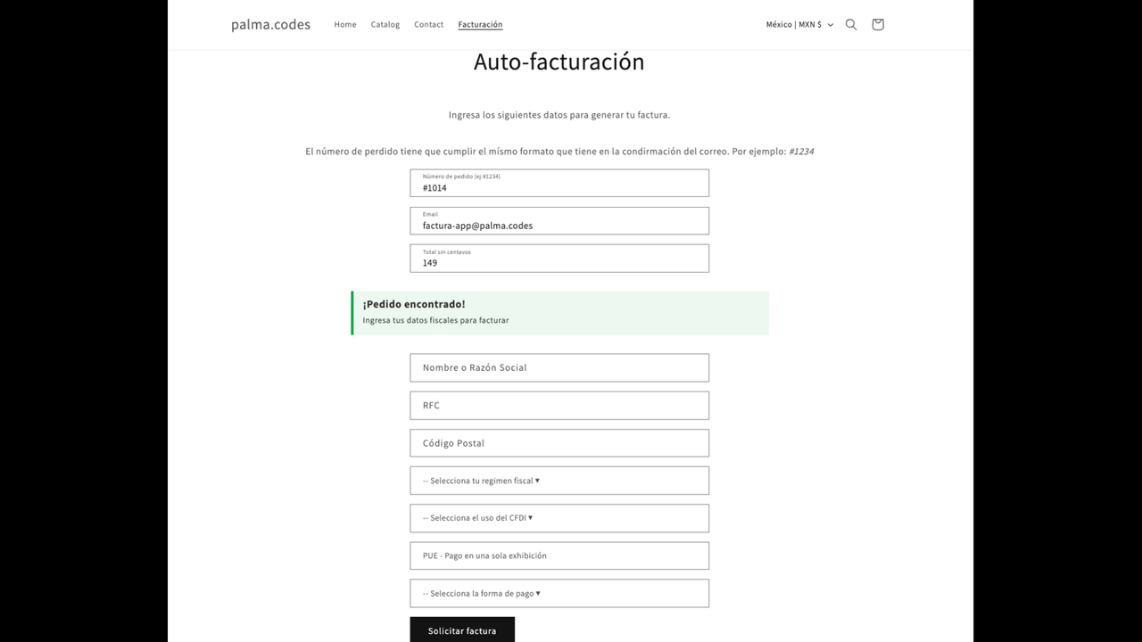 extensión de auto-facturación en tu tienda