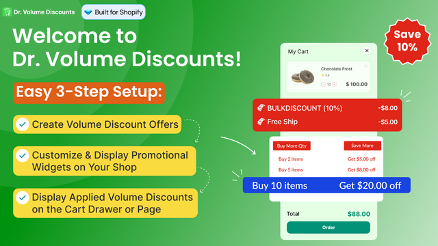 Easy Setup: Create Discounts, Set Up Promotion, Display On Cart