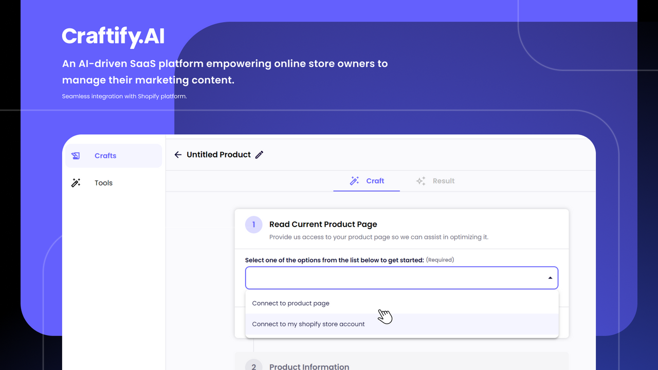 Craftify AI, SaaS platform der styrker ejere af online butikker