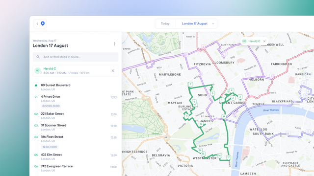 Focus on an optimized driver route in Circuit for Teams