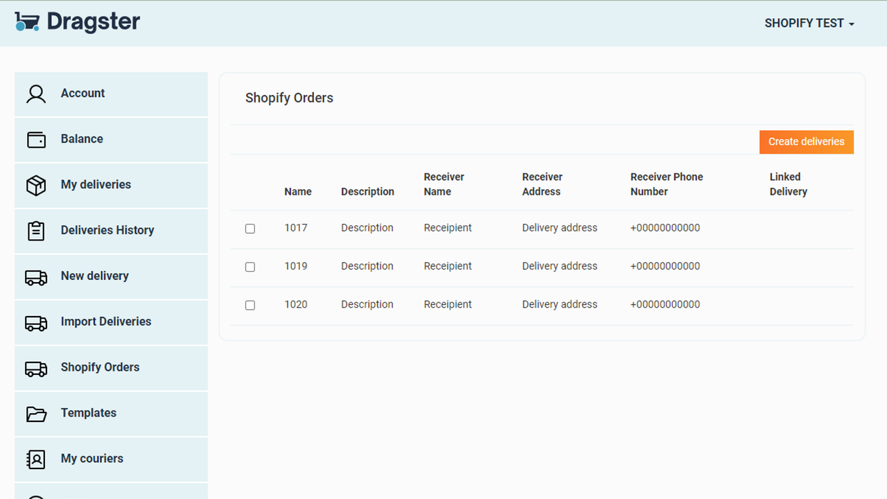 Commandes Shopify