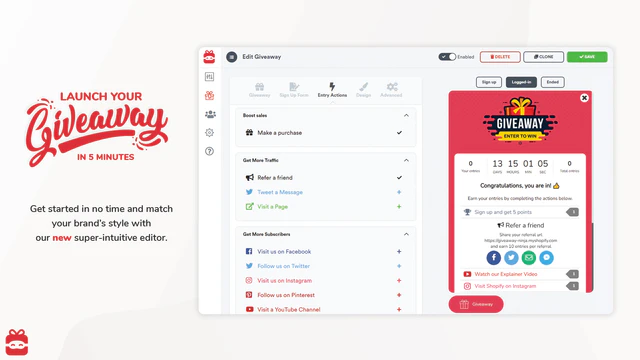 Launch your viral giveaway in 5 minutes