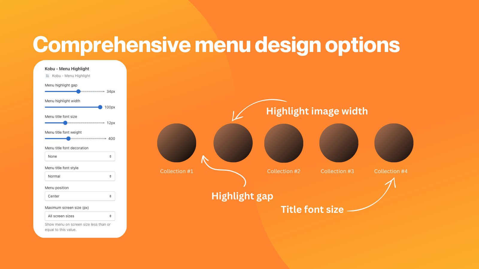 Design options available in the theme app extension