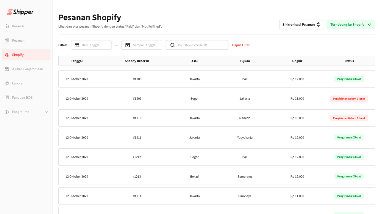 Shopify-Bestellung