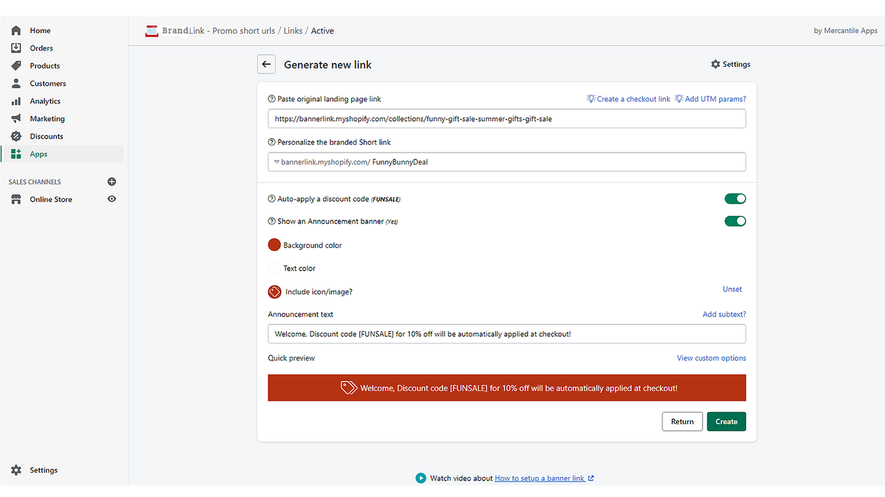 Appliquez automatiquement une réduction et personnalisez une bannière