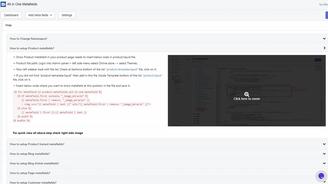 opção adicional, configurar metafield, adicionar metafields