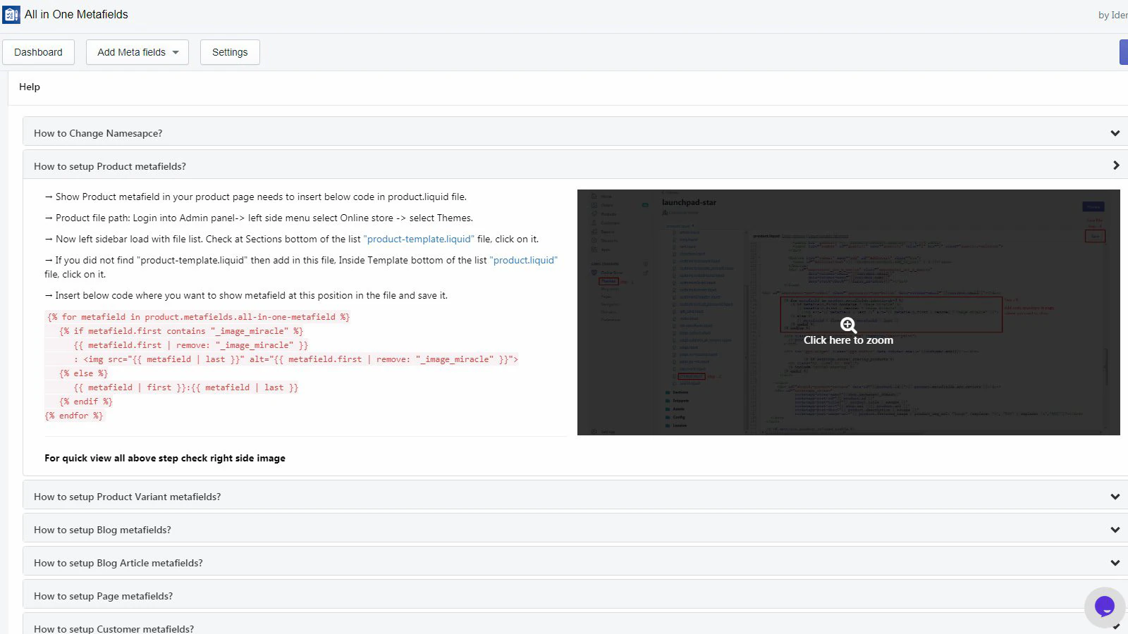 opção adicional, configurar metafield, adicionar meta fields