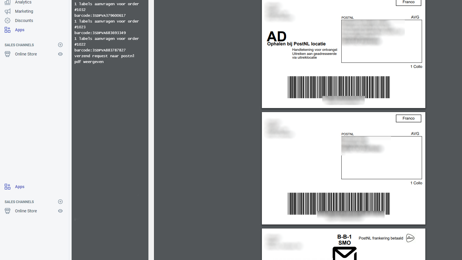 PostNL Labels & Shipments Screenshot