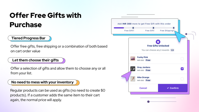 Cart goals to give Free Gifts to select target audience