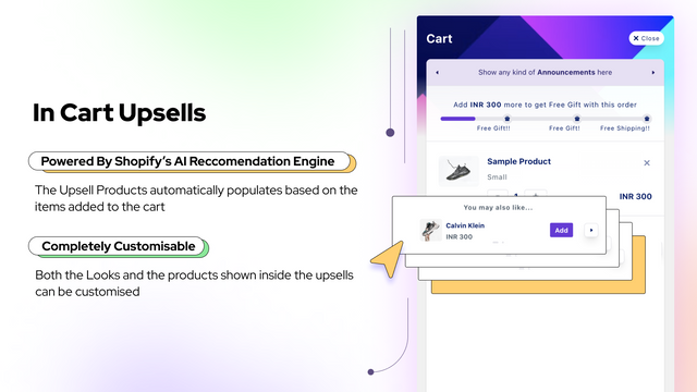 In cart Upsells. Upsell Items directly in cart