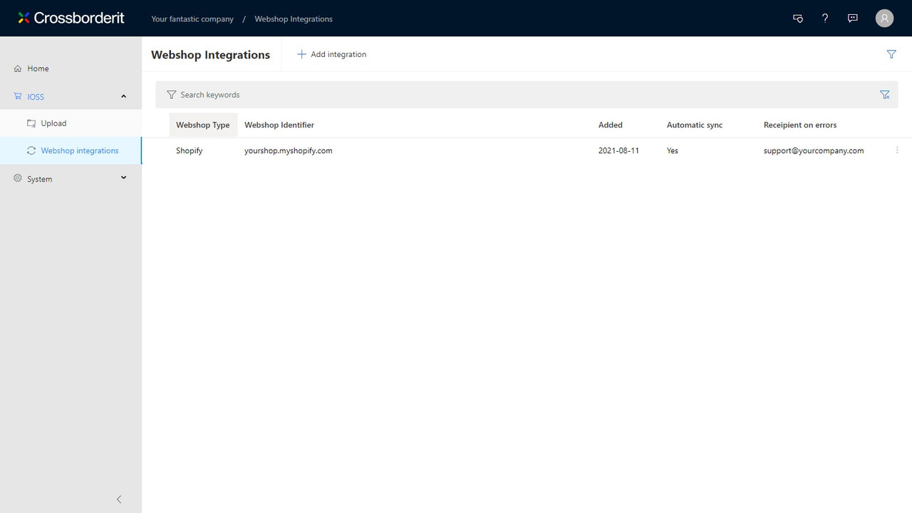 Configuración de la integración