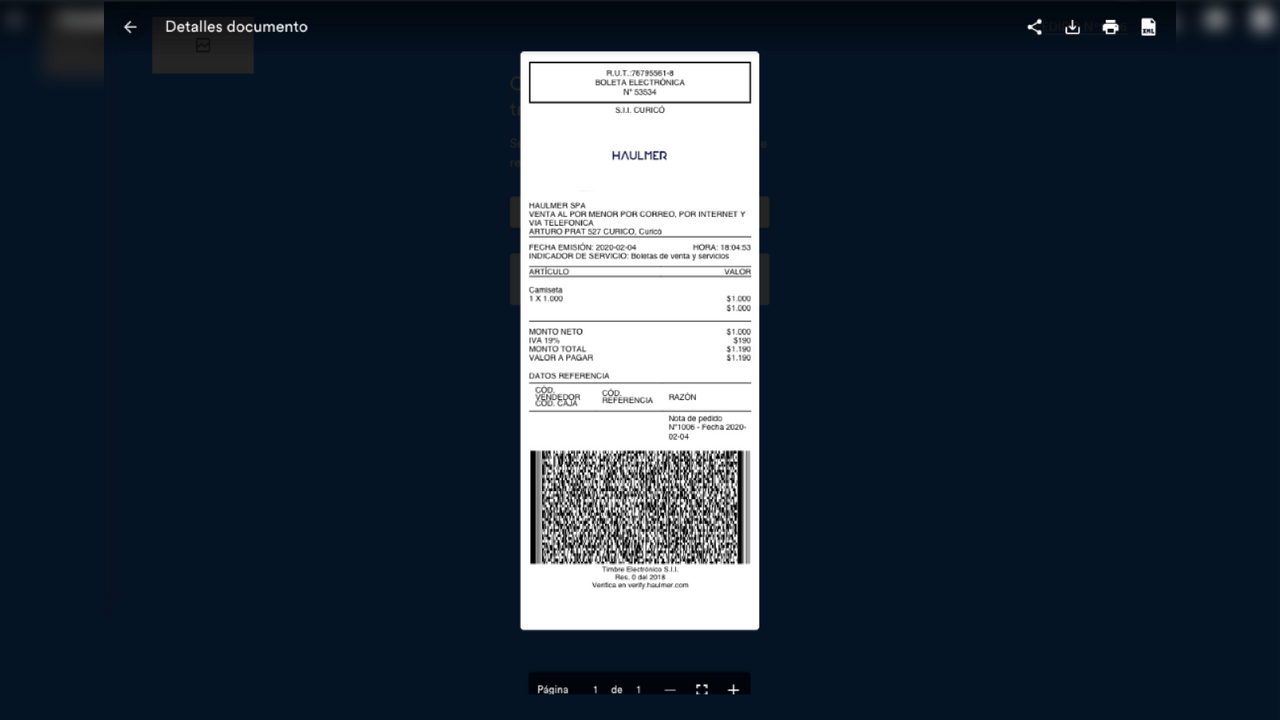 Página de Auto-Servicio OpenFactura - Visor DTE formato PDF