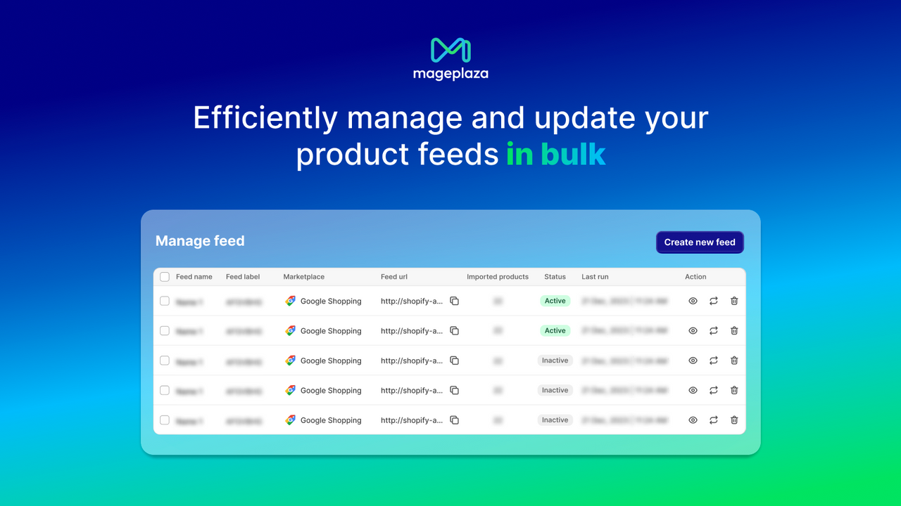 Efficiently manage and update your product feeds in bulk