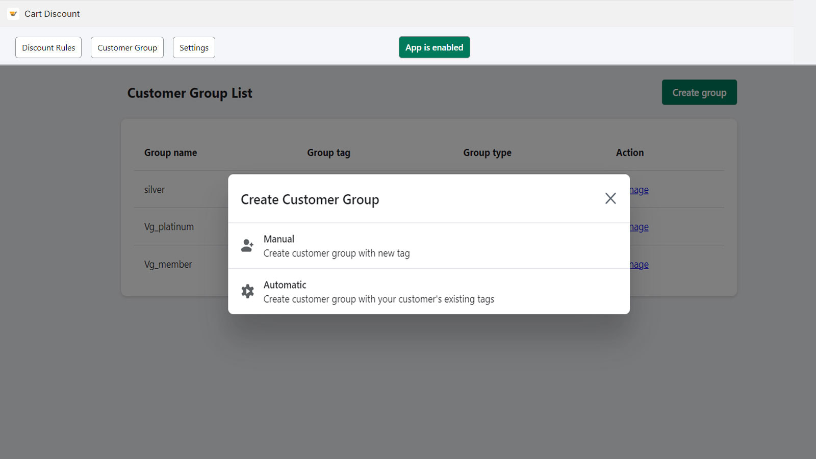 Create customer group
