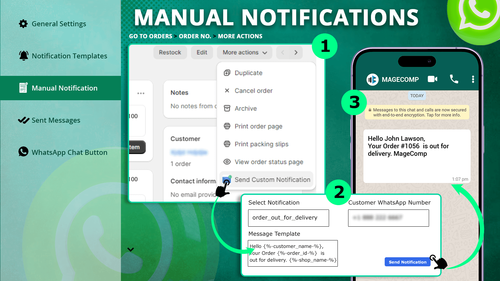 向客户发送手动WhatsApp通知