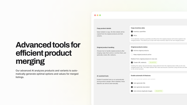 Optimize Inventory, Preserve SEO, and Leverage AI for merging
