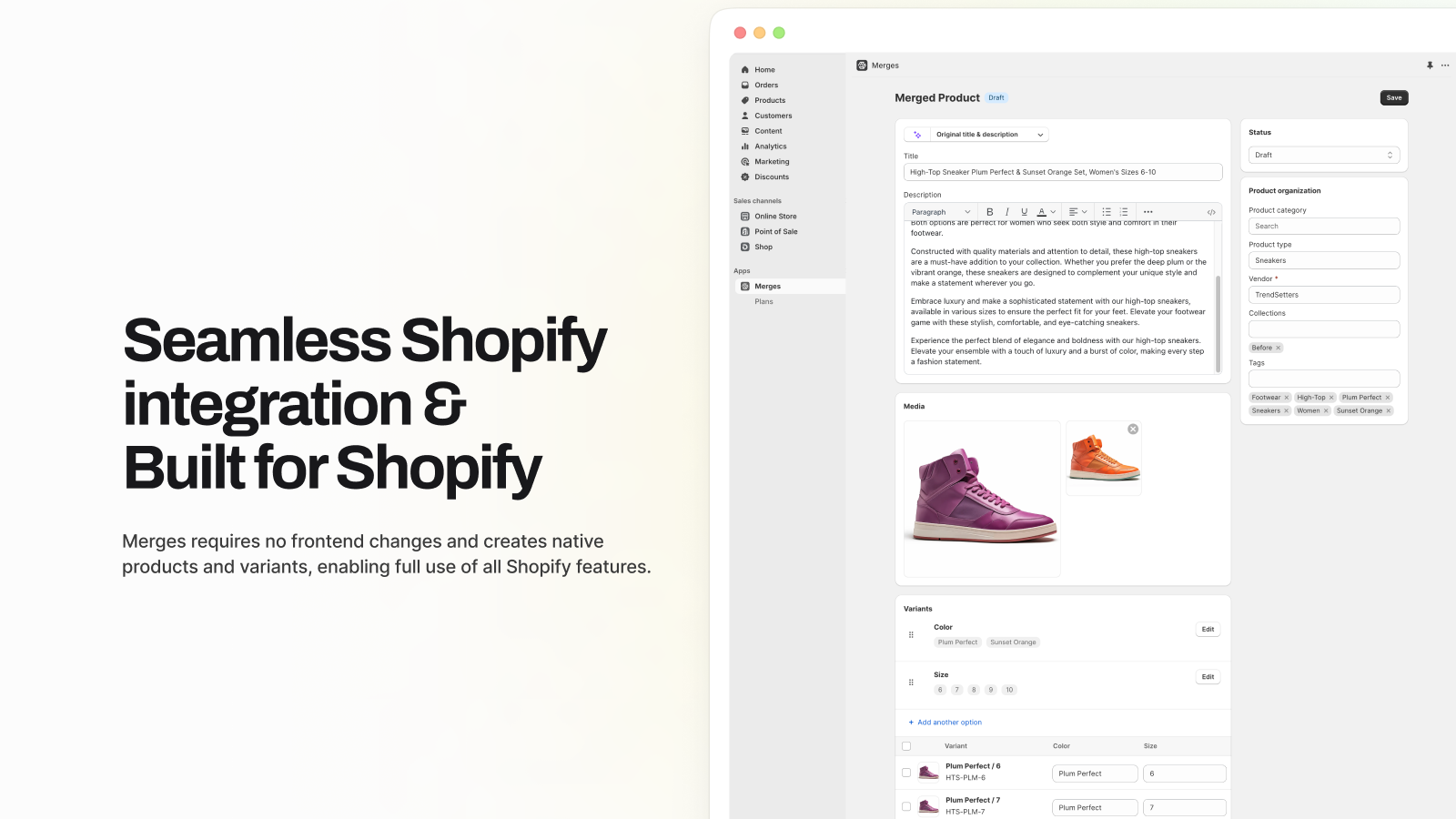 How to merge Shopify products into standard product variants