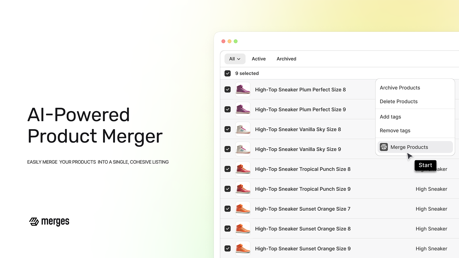 Merges ‑ Product Merger Screenshot