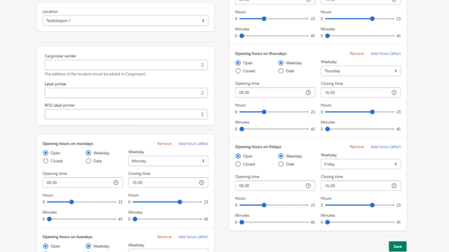 Página do aplicativo para adicionar novo local