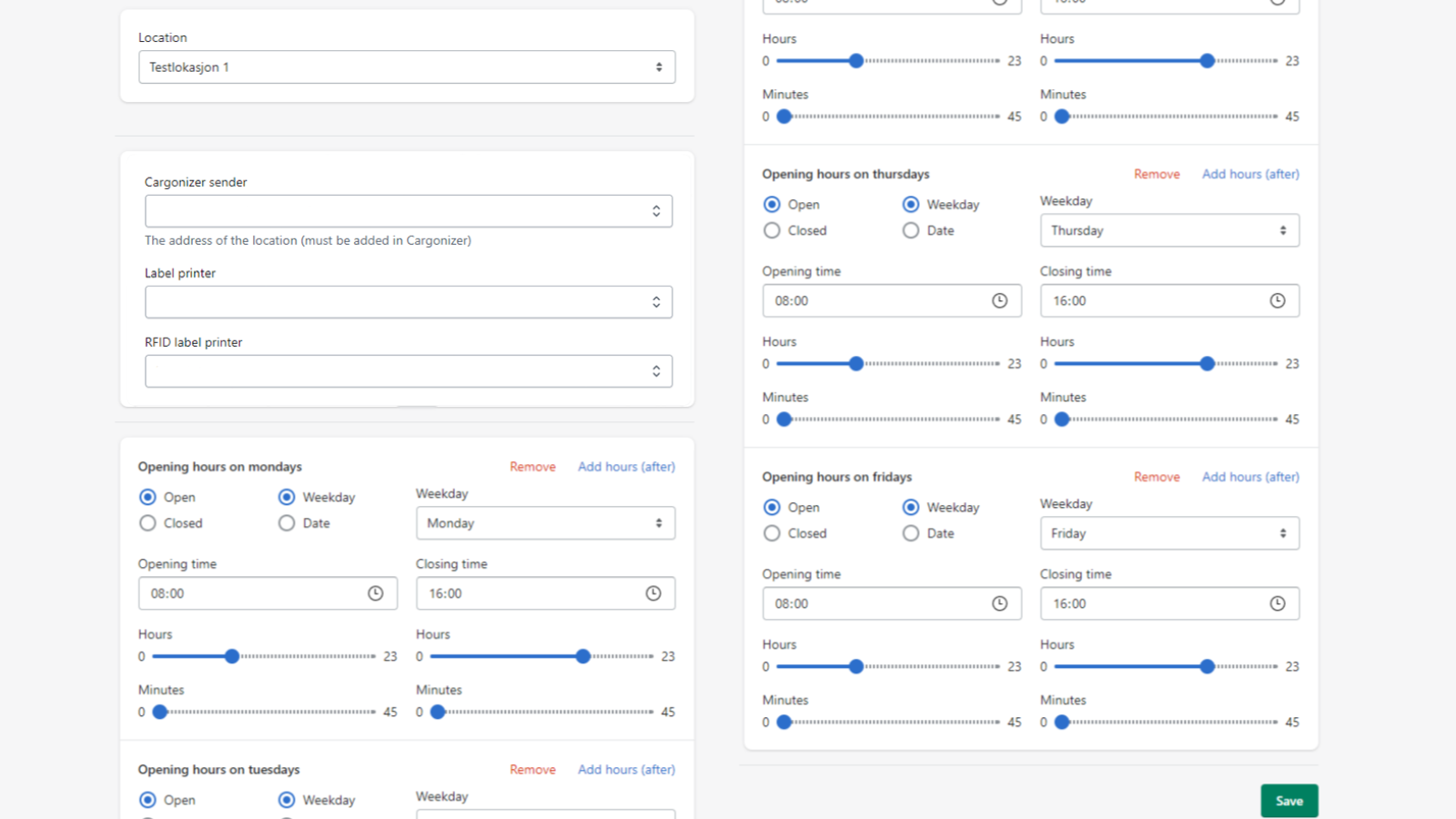 Página do aplicativo para adicionar novo local