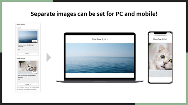 Separate Bilder können für PCs und Mobilgeräte festgelegt werden.
