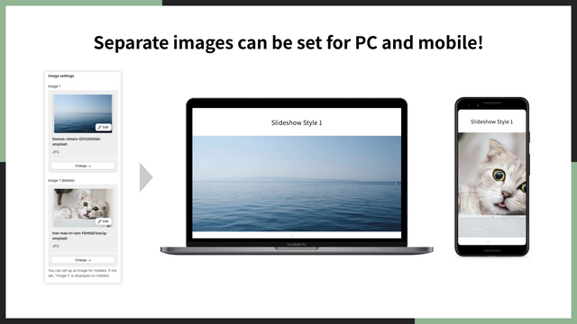 Separate images can be set for PCs and mobile.