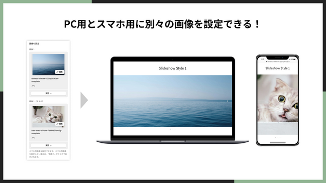 PC用とスマホ用に別々の画像を設定できる！