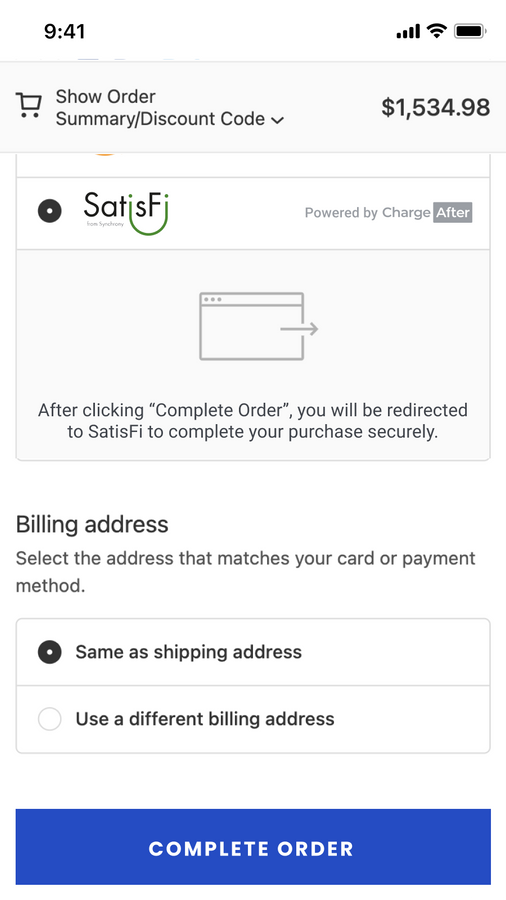 Mobile Checkout-Seite