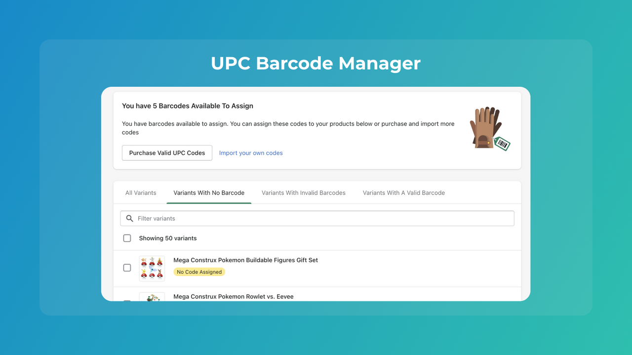 UPC Codes & Barcode Manager Shopify App