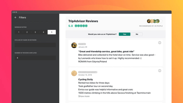 Affichez les avis TripAdvisor sur votre site en triant avec trois filtres