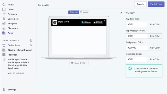 Tableau de bord administrateur Instalify