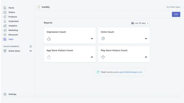 Instalify Admin Rapporter Dashboard 