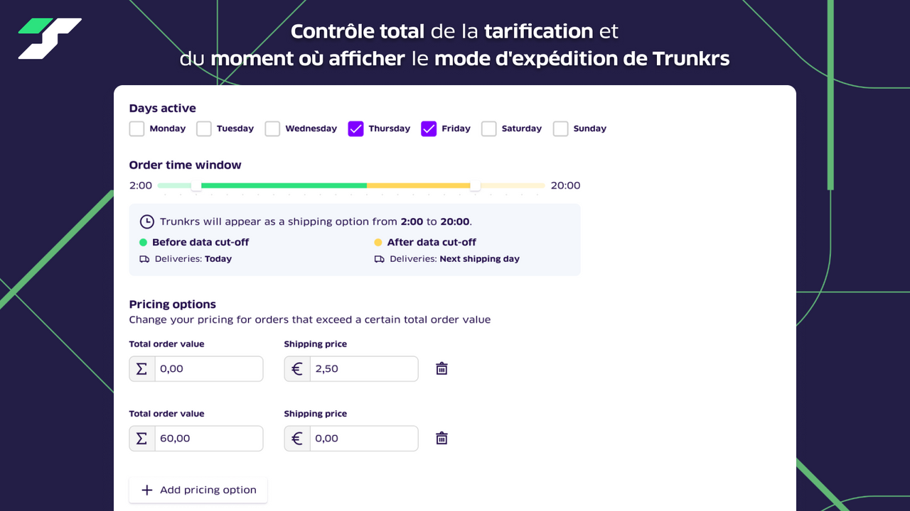 Gérez facilement vos horaires d'expédition.