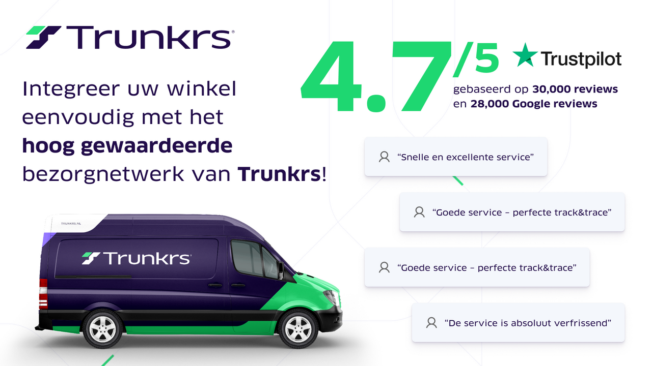 Integreer uw winkel eenvoudig met het Trunkrs netwerk.