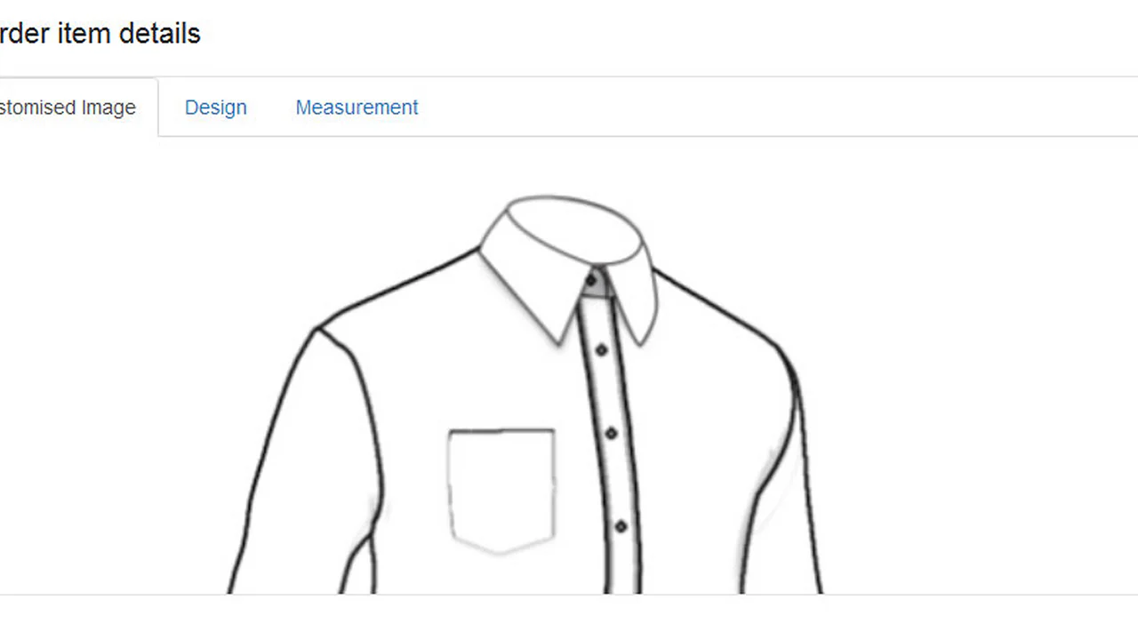 Showing ordered tailor shirt in the app backend