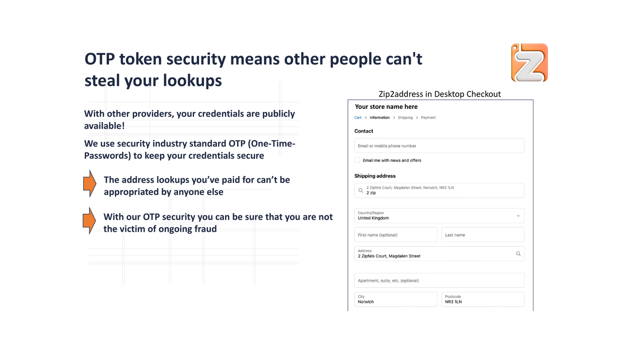 OTP token security means other people can't steal your lookups