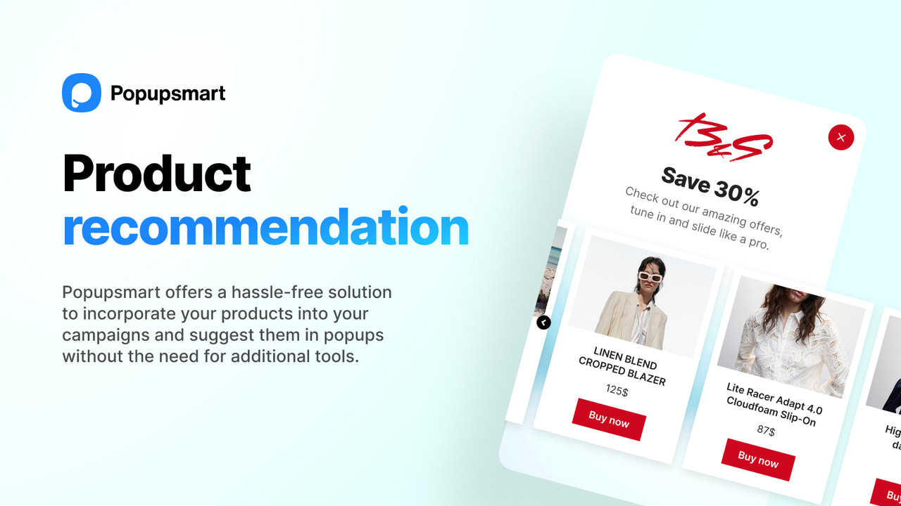 Explanation of Popupsmart's product recommendation element